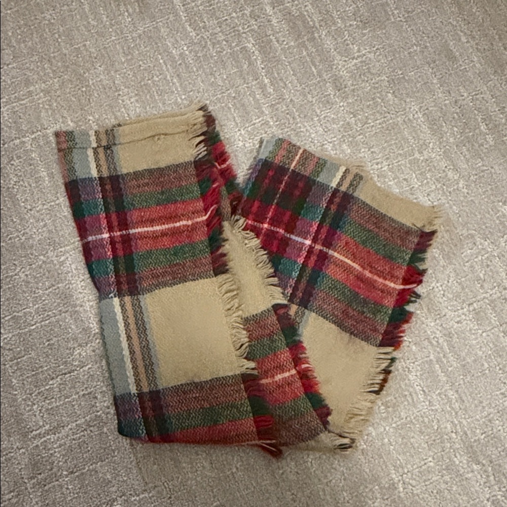 Plaid Fringe Circular Scarf